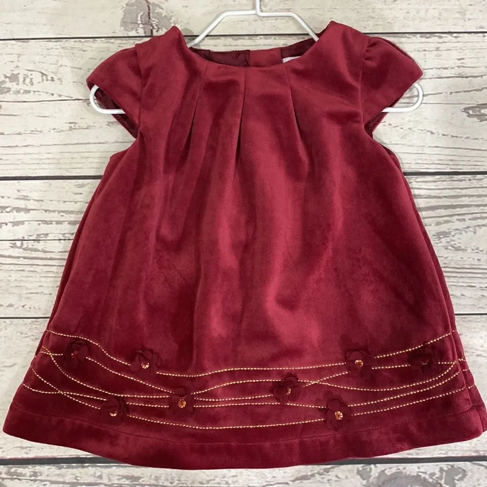 Burgundy Baby Girl Infant Velvet Christmas Dress